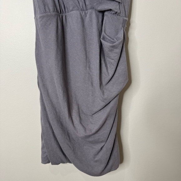 NWT Standard James Perse Gray Surplice Bust Ruched Short Sleeve Cotton Dress - Picture 4 of 12